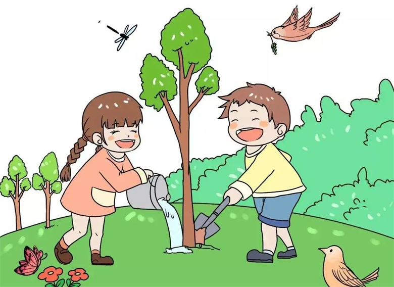 清明植树卡通图片图片