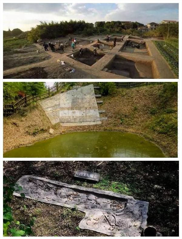 上海福泉山古文化遺址景區挖掘現場和部分遺址及遺物上海福泉山出土